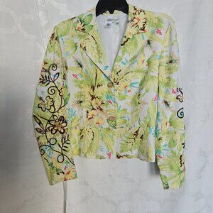 **Coldwater Creek Floral Embroidered Lightweight Jacket**